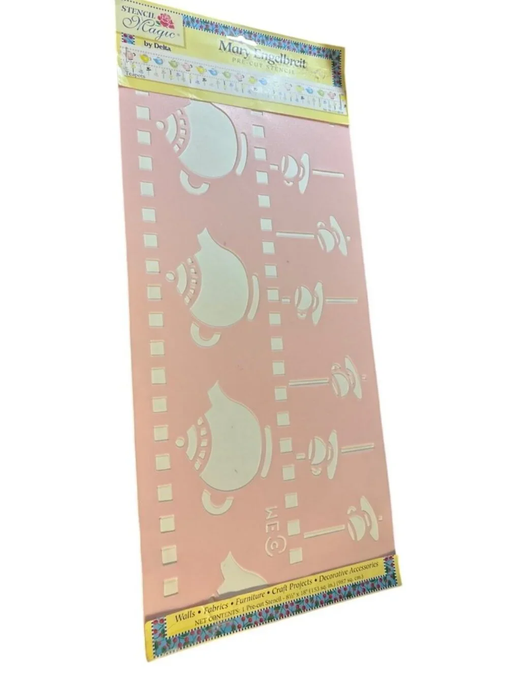 Mary Engelbreit Stencil Magic Pre-Cut Stencil Teapot Border Design New Old Stock